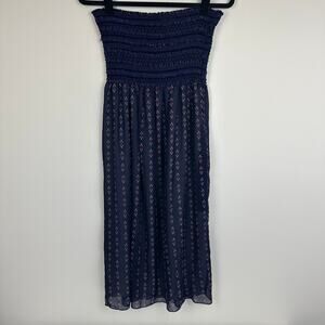 WAYF Womens Strapless Smocked Bust Lined Heart Print Dark Purple Dress XS Beach